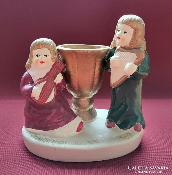 Old Christmas angelic stoneware ceramic candle holder candle holder decoration angel