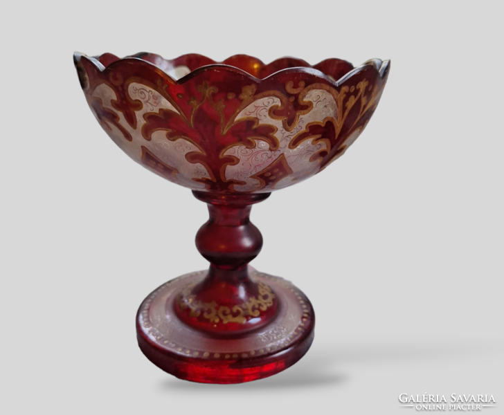 Dark ruby antique Czech enamel cup