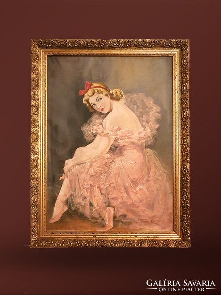 Rózsaszín ruhás balerina festmény