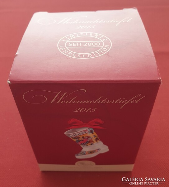 Hutschenreuther német porcelán karácsonyi csizma dísz 2015 kellék dekoráció karácsonyfadísz