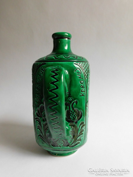 Józsa János korund - green bottle 21 cm