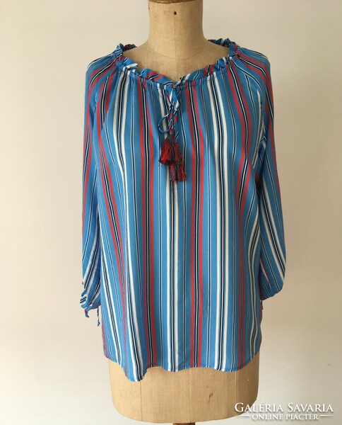 Betty barclay striped long sleeve shirt, blouse - size: m/l