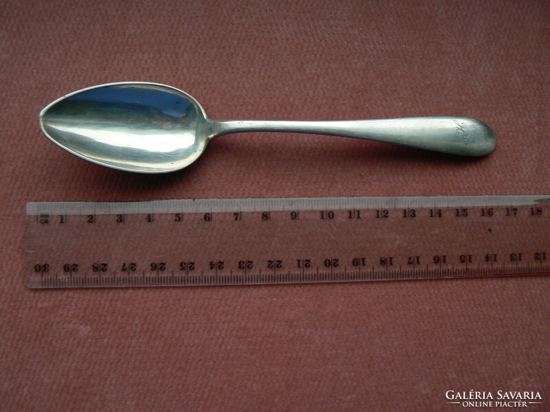 Antique silver (1866) teaspoon (christening spoon), master-marked, (26 g., V. H monogram, e.g. Von heigl)