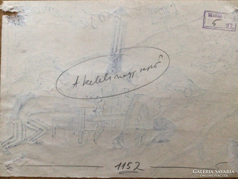 Gáspár Antal eredeti karikatúra rajza a Szabad Száj c. lapnak Trumanról,   20,5 x 15 cm