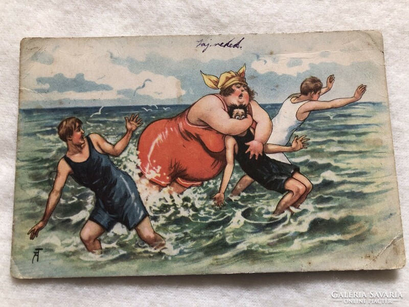 Antique, old humorous graphic postcard -5.