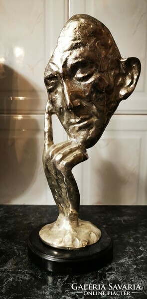 Thinking man - silver color - abstract bronze sculpture