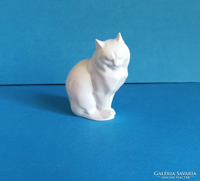 Herendi Macska Cica Porcelán Figura