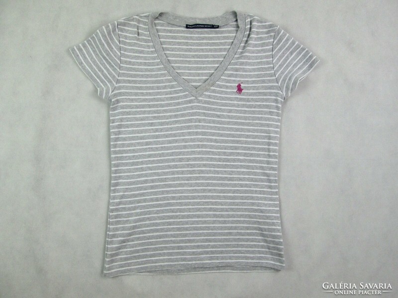 Original ralph lauren (s) striped short sleeve women's elastic t-shirt top