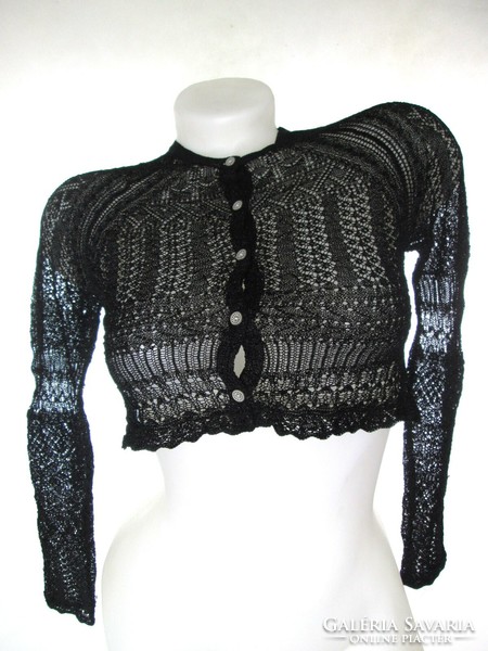Original ralph lauren (xs/s) elegant 3/4 sleeve women's elastic mini cardigan with lace top