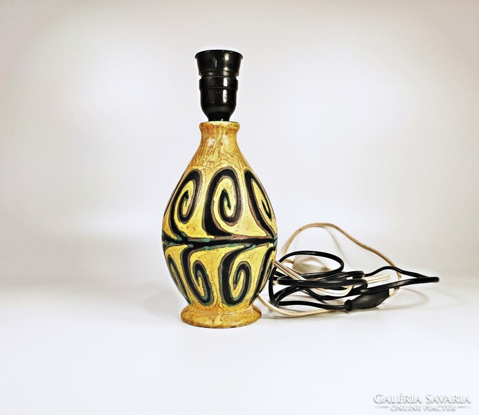 Gorka livia, retro 1950 yellow ceramic lamp with an abstract motif, flawless! (G037)