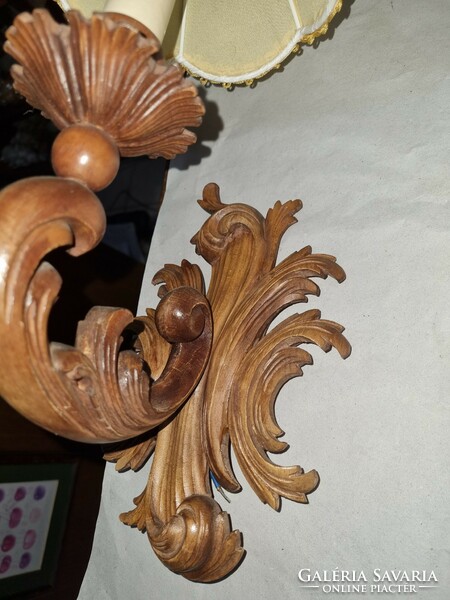 2 old wooden carved wall arms