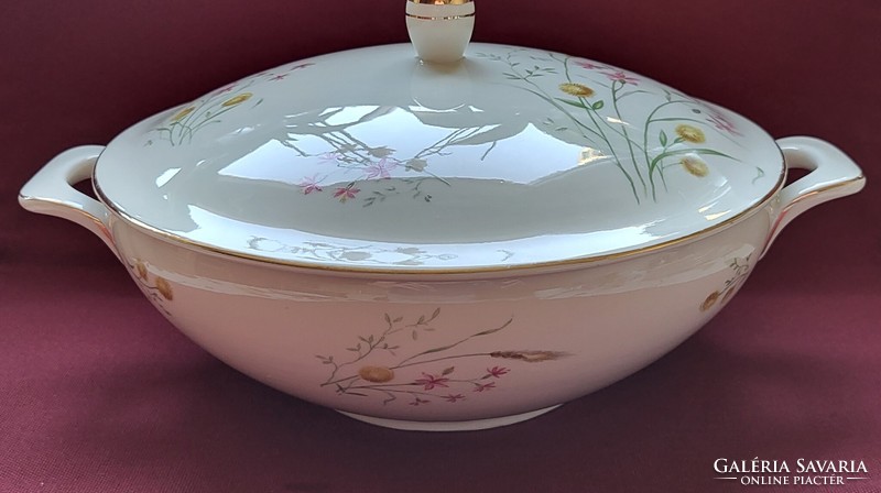 Johann seltmann vohenstrauss Bavarian German porcelain serving bowl with soup garnish flower pattern