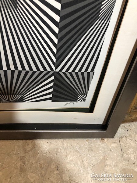 Screen print with Vasarely mark, size 60 x 45 cm, rarity.