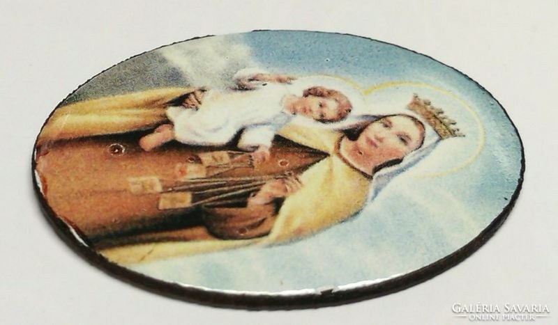 Fire enamel pendant with crowned virgin mother, waving baby, without frame