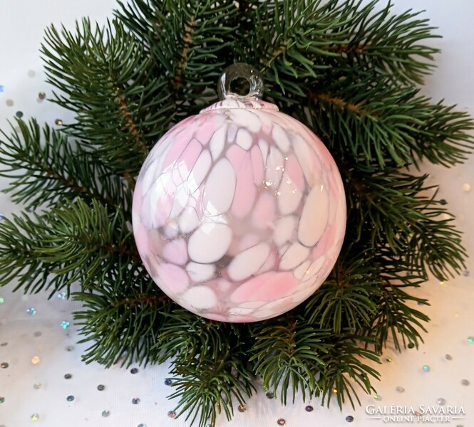 Large marble glass sphere Christmas tree ornament