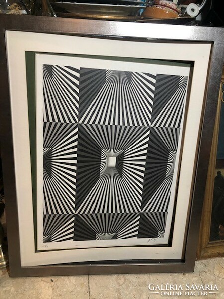 Screen print with Vasarely mark, size 60 x 45 cm, rarity.