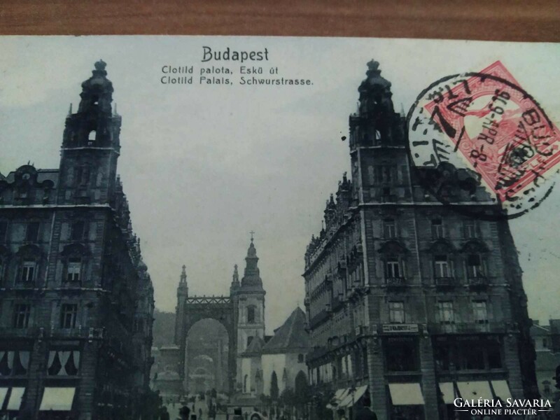 Budapest, Clotild palota, Eskü út, bélyegeze 1909