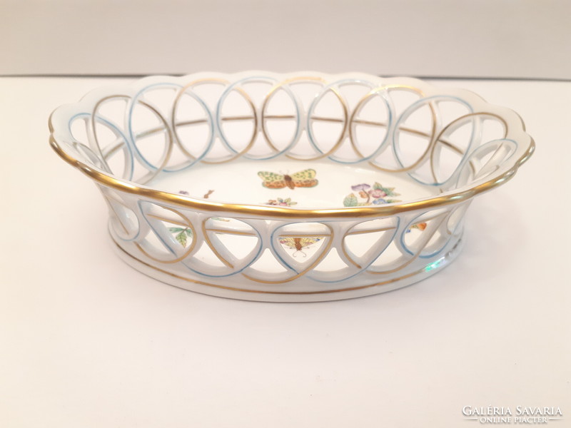 Vbo Herend Victoria pattern openwork bowl offering porcelain
