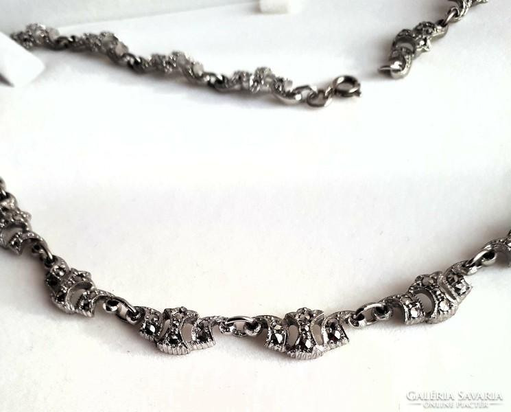 Silver necklaces richly decorated with marcasite