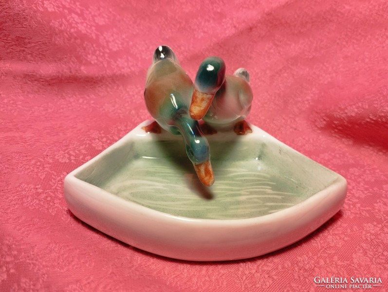 Gyönyörű porcelán vadkacsapár nipp, ékszertartó