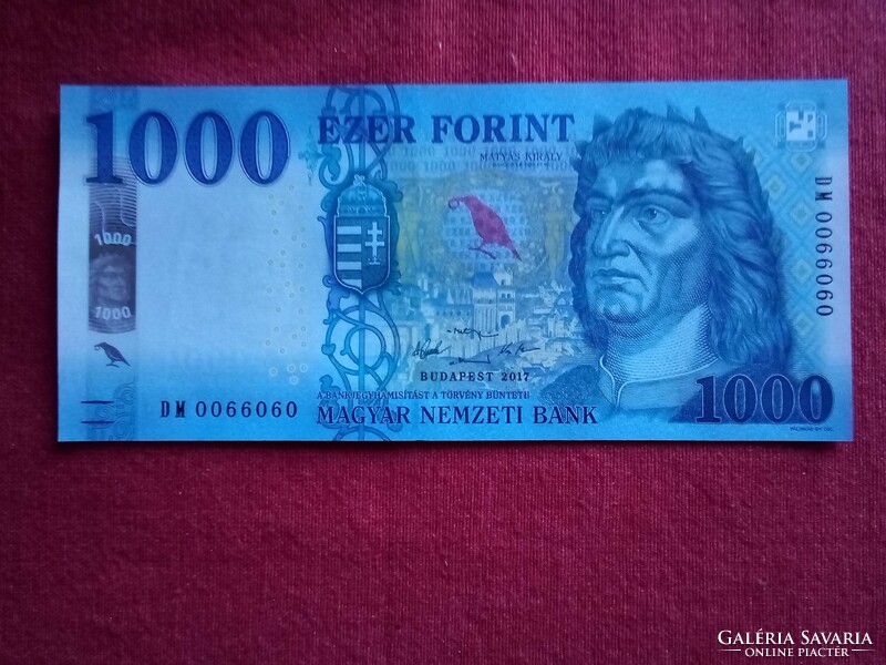 UNC 1000 Ft papír pénz duo  hajtatlan gyönyörű állapotú bankjegy 2017 speciális sorszám
