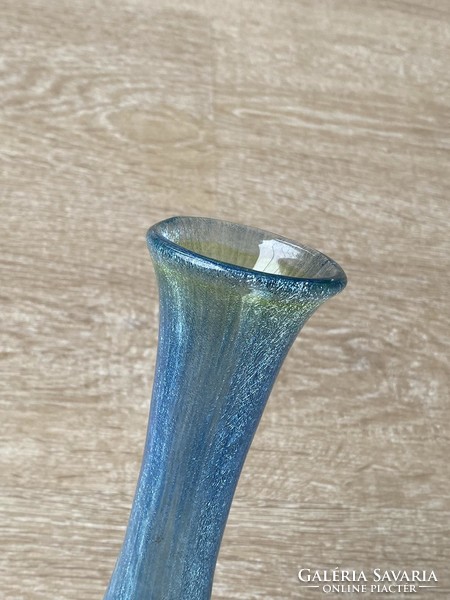 Karcagi fátyolüveg váza - különleges színátmenet kékből zöldbe