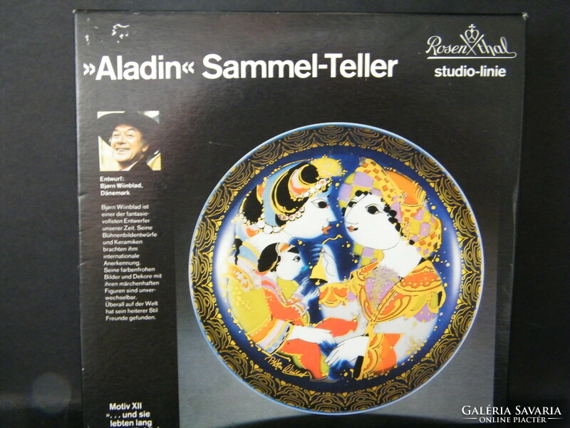 Rosenthal porcelán (Björn Wiinblad) dísztányér Aladin és a csodalámpa sorozat XII. dobozban