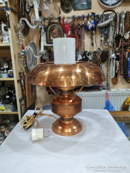 Applied copper table lamp