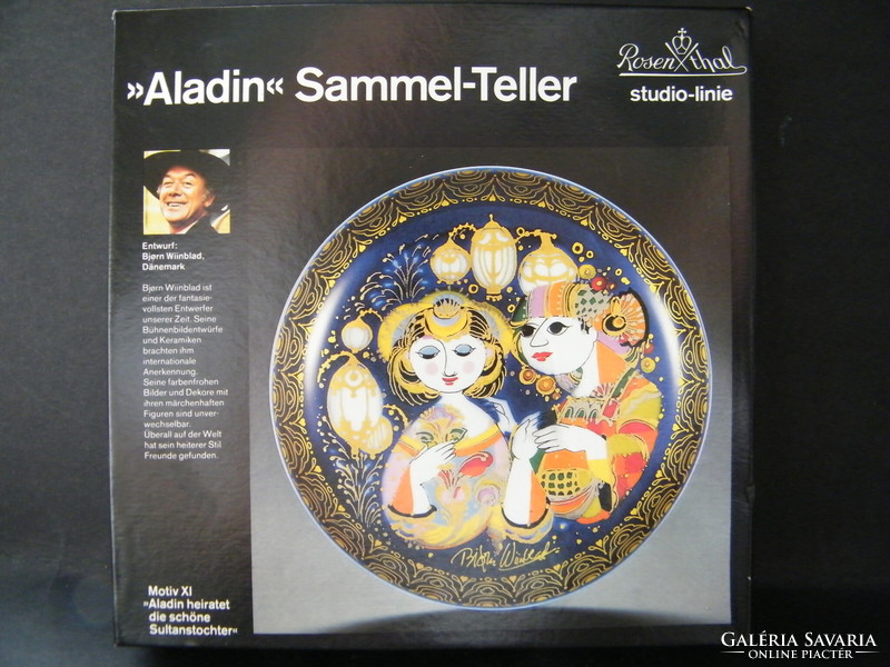 Rosenthal porcelán (Björn Wiinblad) dísztányér Aladin és a csodalámpa sorozat XI. dobozban