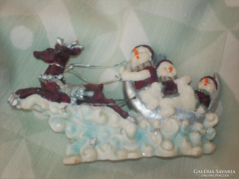 Moon sleigh on the clouds, with reindeer and Christmas elves