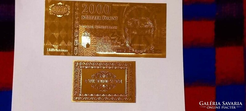 Aranyozott, plasztik Millennium 2000 forint. 1000 ft/db