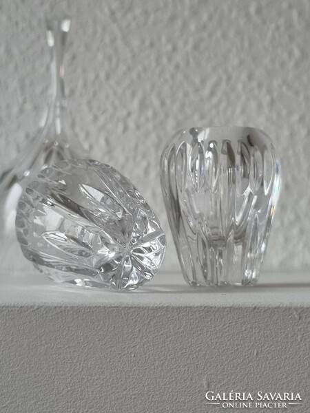 Vintage faceted crystal/lead crystal holiday decoration: bell and candle holders