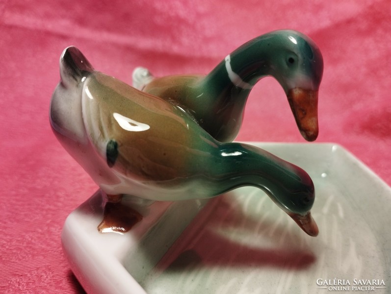 Beautiful porcelain wild duck pair nipp, jewelry holder