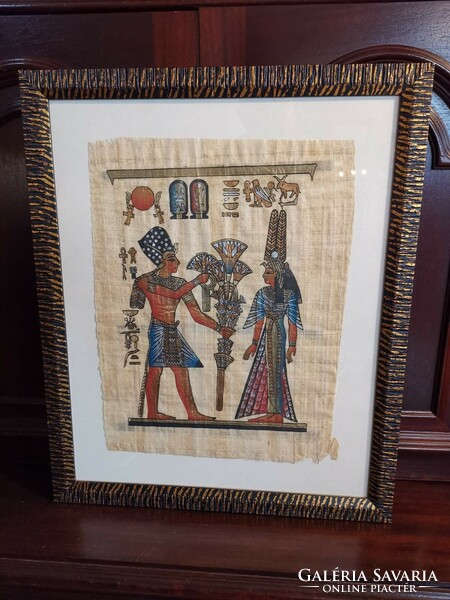 Egyiptomi papirusz kép, gyönyörű keretben