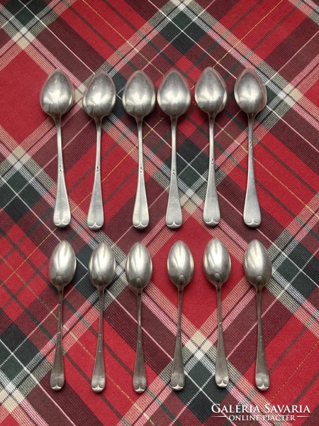 12 bachruch silver tea spoons with coat of arms