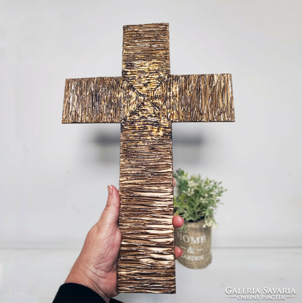 Pilipart, unique handmade wall-hanging cross, 37x24 cm