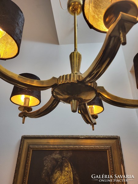 Old cast copper art deco chandelier