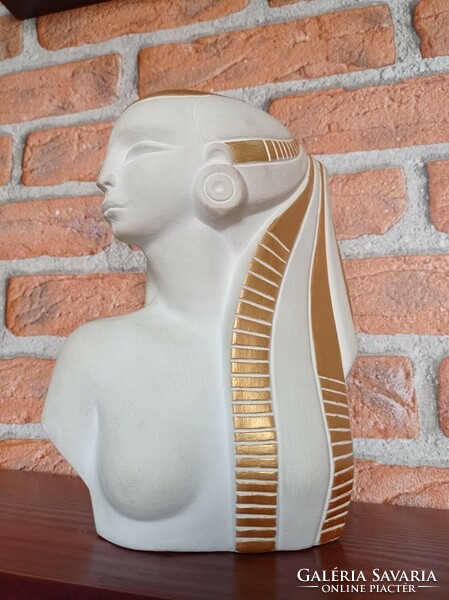 Egyiptomi nő, büszt , biszkvit porcelán szobor - Világhy Árpád