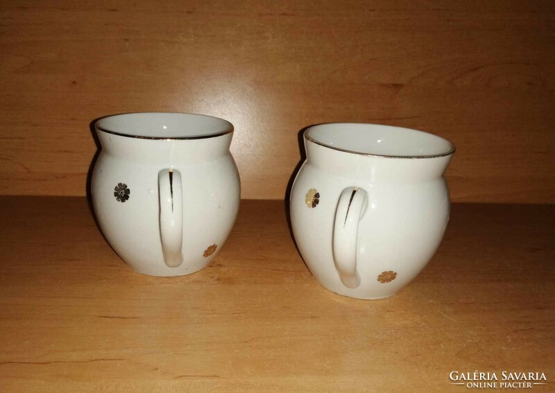 Jelzett porcelán hasas bögre párban - magasság 9,3 cm (14/d)