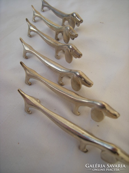 Silver-plated dachshund-shaped knife set in gift box, butter knife holder 6 pcs