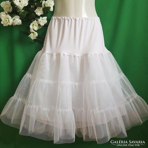 Wedding asz30 - 2+1-layer ruffled petticoat with snow-white elastic top