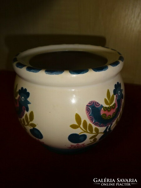 Hand-painted glazed ceramic sugar bowl, height 8 cm. Jokai.