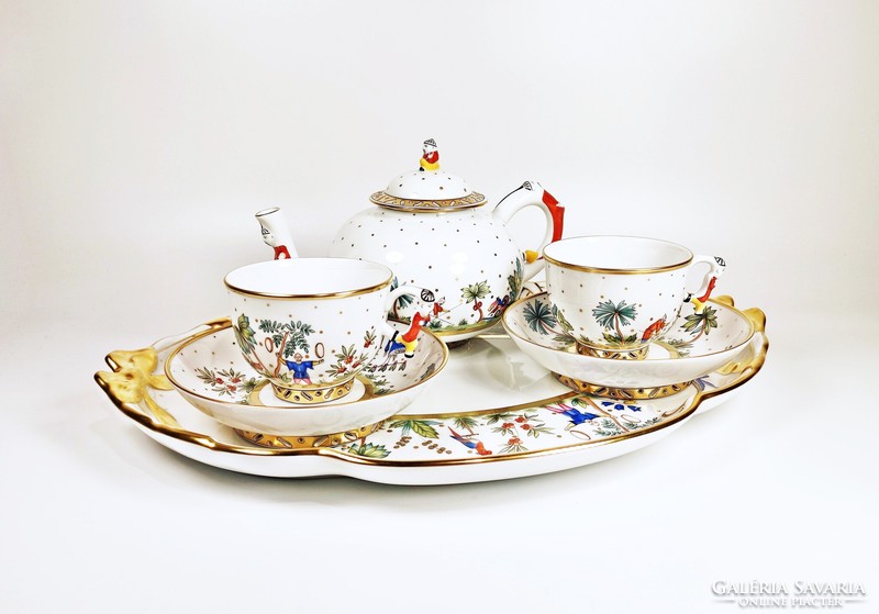 Herend, Chinese Fodo pattern tea set for 2, hand-painted porcelain! P044)