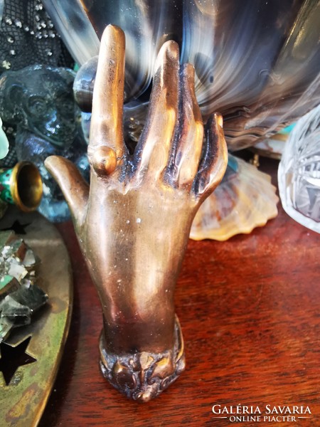 Antique bronze hand, letter weight