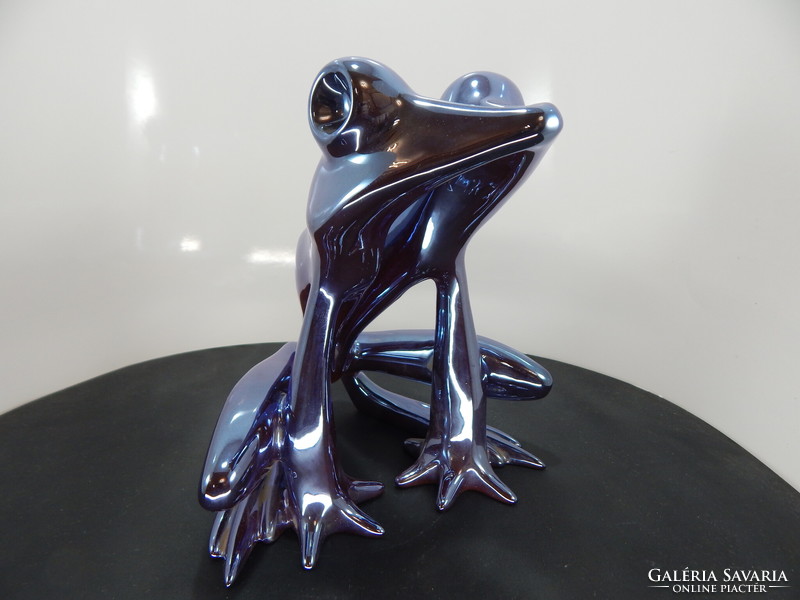Zsolnay eosin large frog, 17 x 15 x 15 cm.