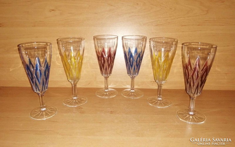 Retro talpas színes üveg pohár készlet - 6 db egyben (4/K)