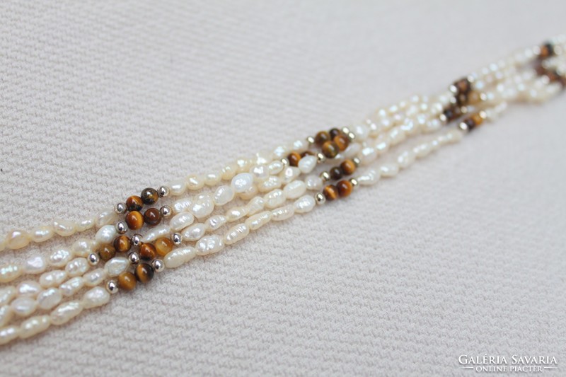 5 Rice pearl necklaces