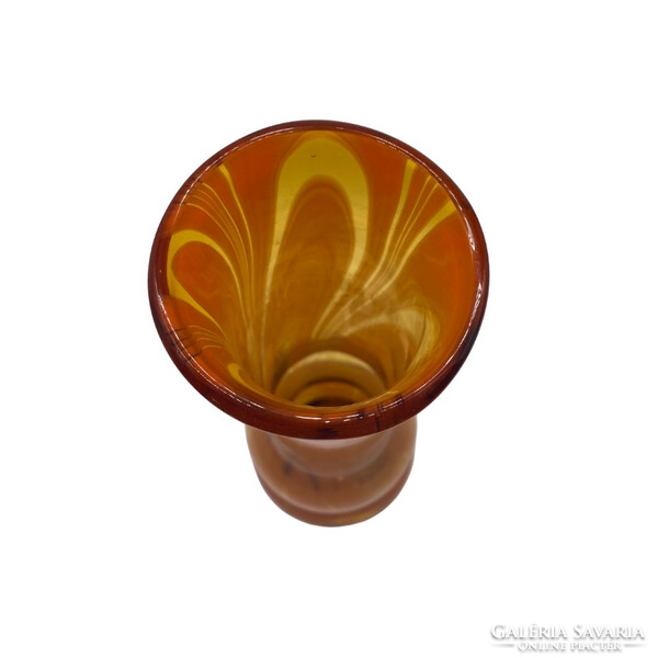 Czech glass vase with orange veil 70s - m643