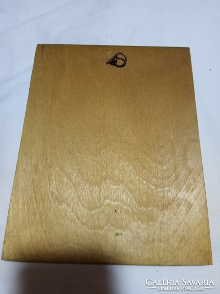 Equestrian copper image + rack on wooden board