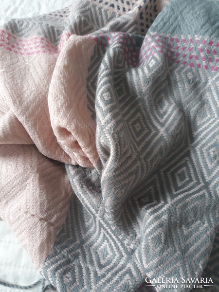 New Huge Soft Wool Blend Shawl (Grey & Pink)